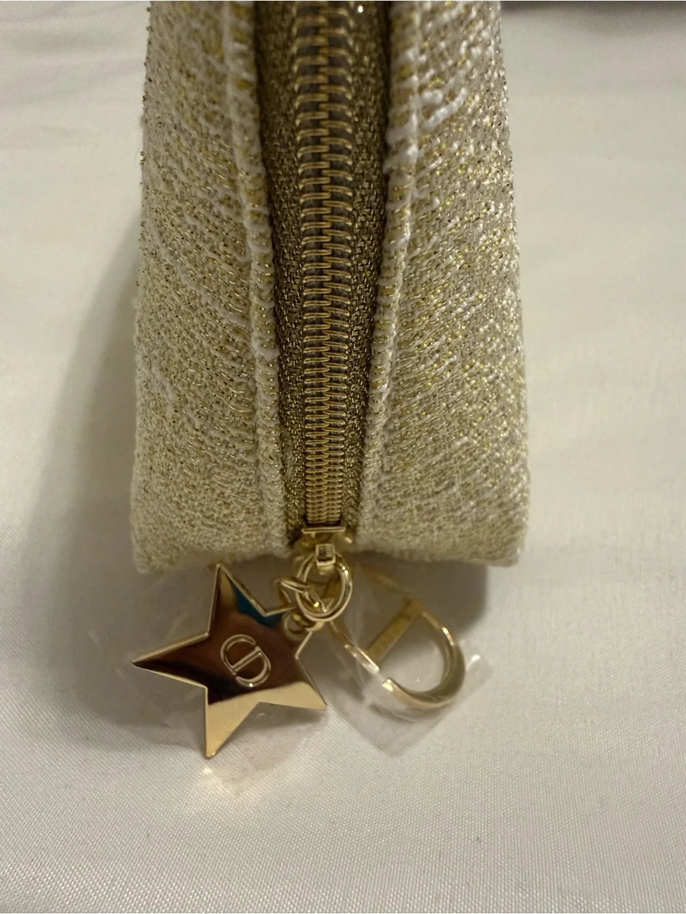 Christian Dior Beauty Makeup Cosmetic Travel Pouch Gold Star Logo